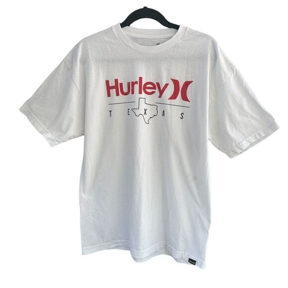 Hurley Texas T Shirt Large White Short Sleeve Crew Neck TX - Picture 1 of 4